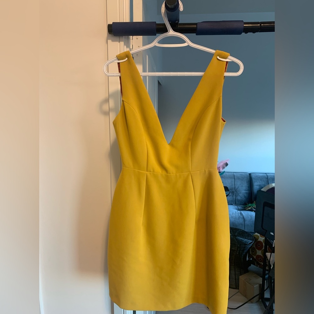 Asos mustard yellow tool-skirt teacup dress coaktail dress